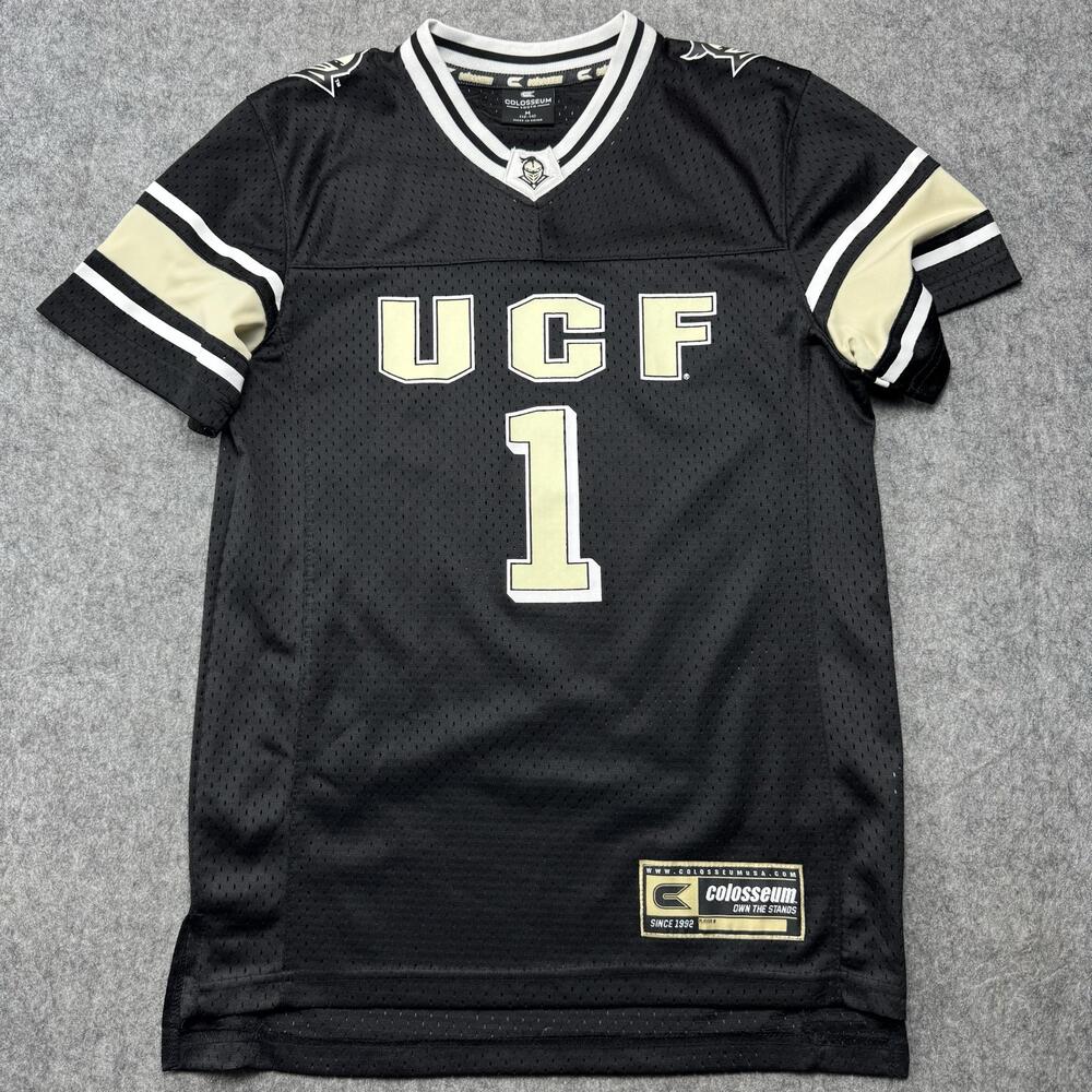 UCF Knights Jersey Boys M 12/14 Black NCAA Football Colosseum Short Sleeve #1